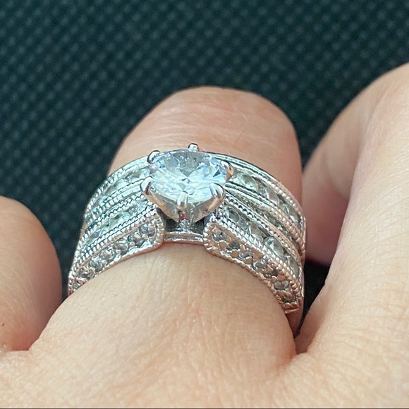 Engagement Wedding Band CZ Ring Set 6 - Picture 3 of 14